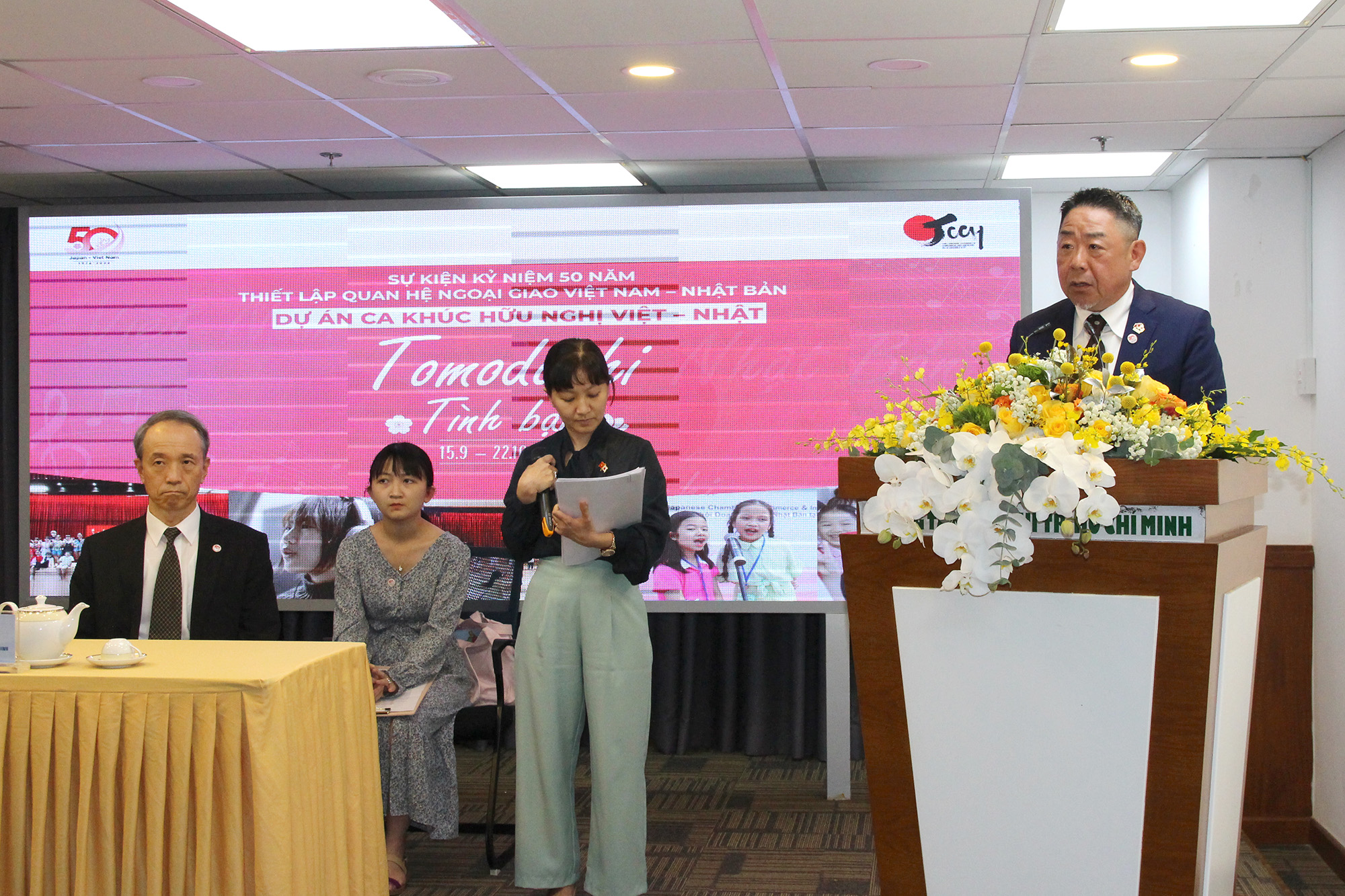 Ông Mizushima Kozo, Chủ tịch Hiệp hội Doanh Nghiệp Nhật Bản tại TP. Hồ Chí Minh (JCCH) – đại diện Ban Tổ chức phát biểu tại buổi họp báo (Ảnh: H.H).